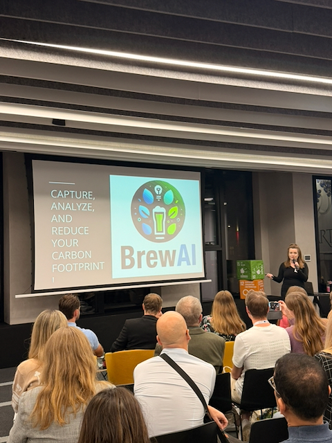 BrewAI booth with logo